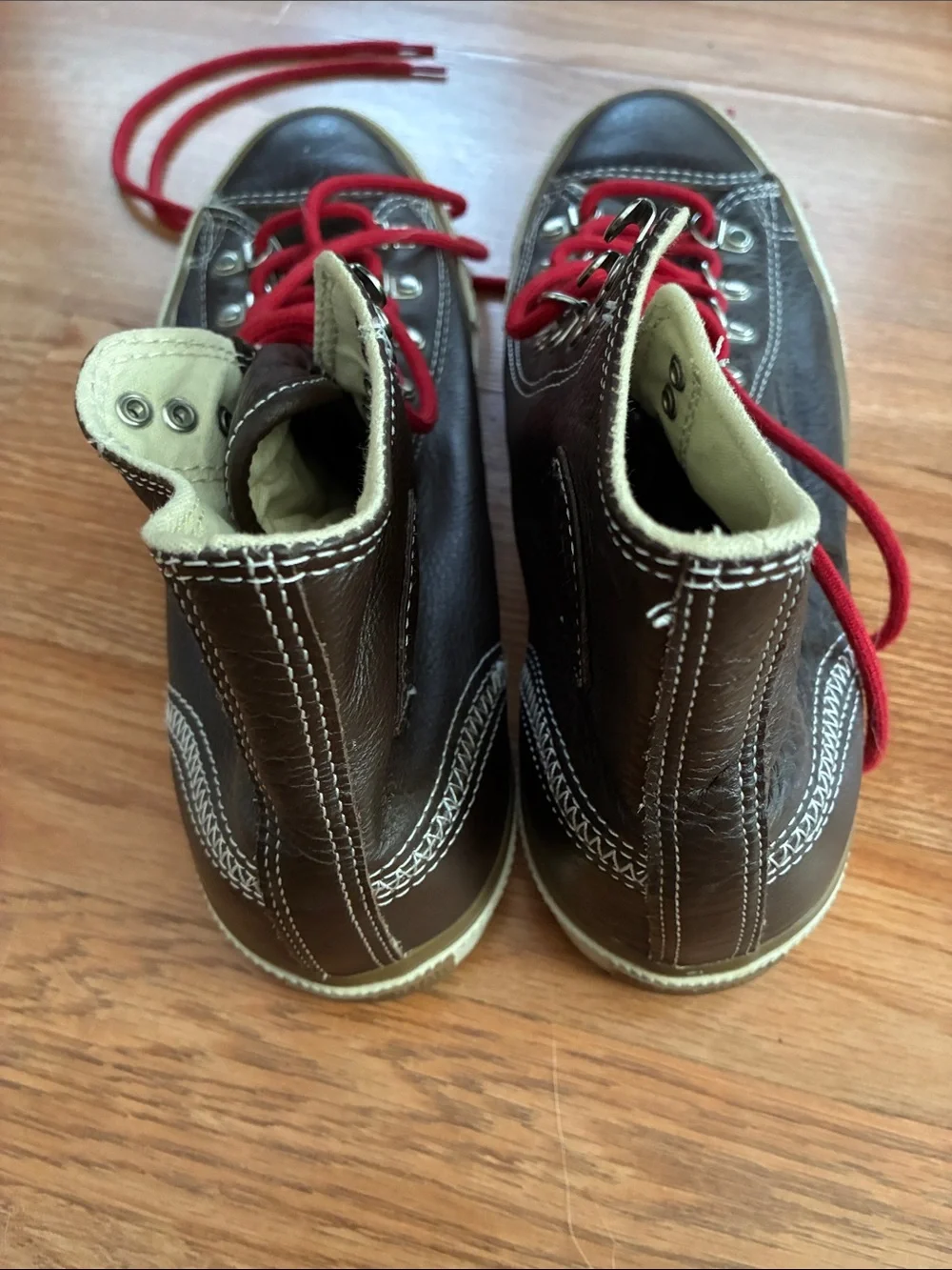 Converse Men's Brown High-Top Sneakers with Red Laces